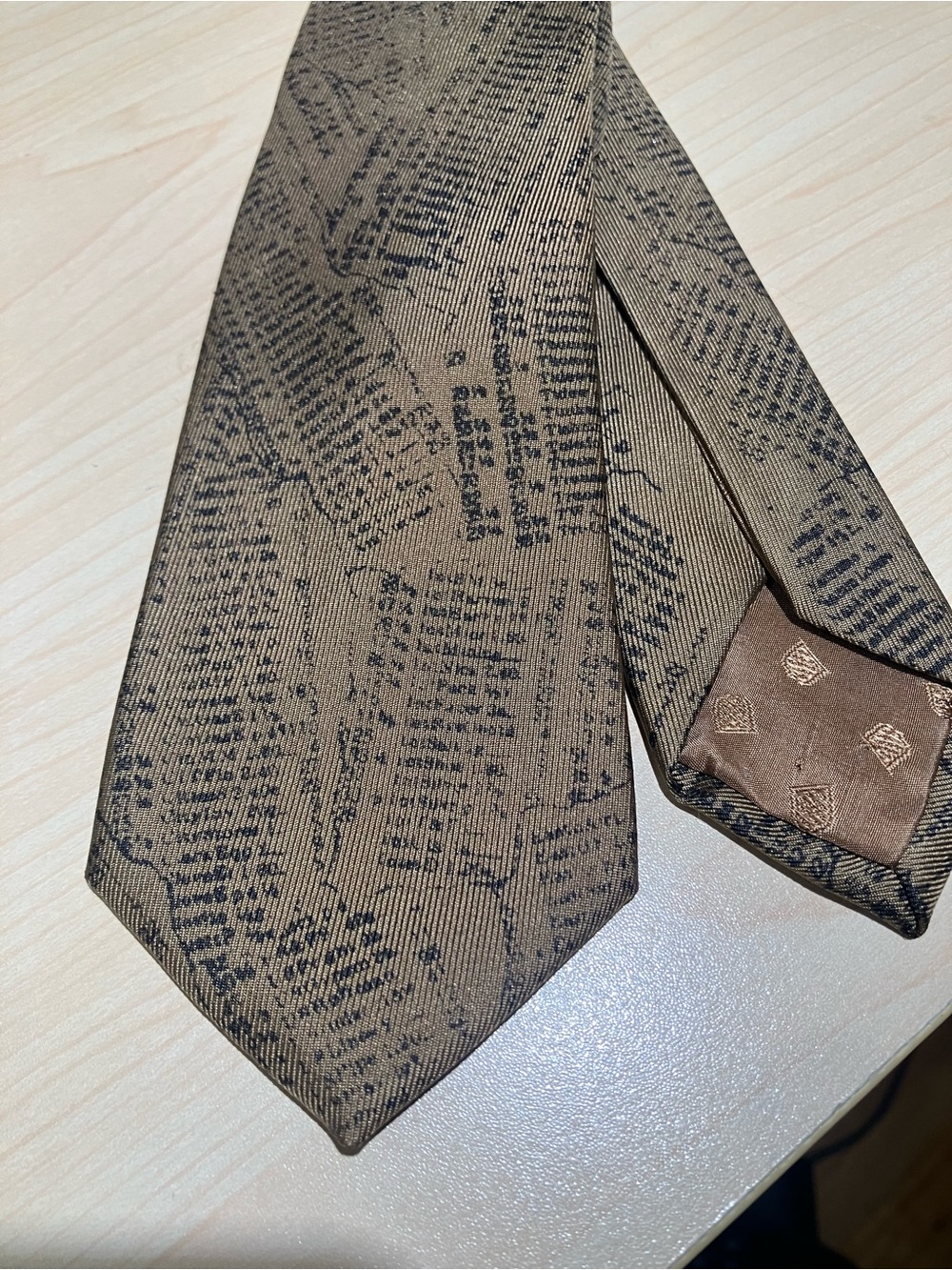 Schiaparelli stock market ticker tape silk tie slender